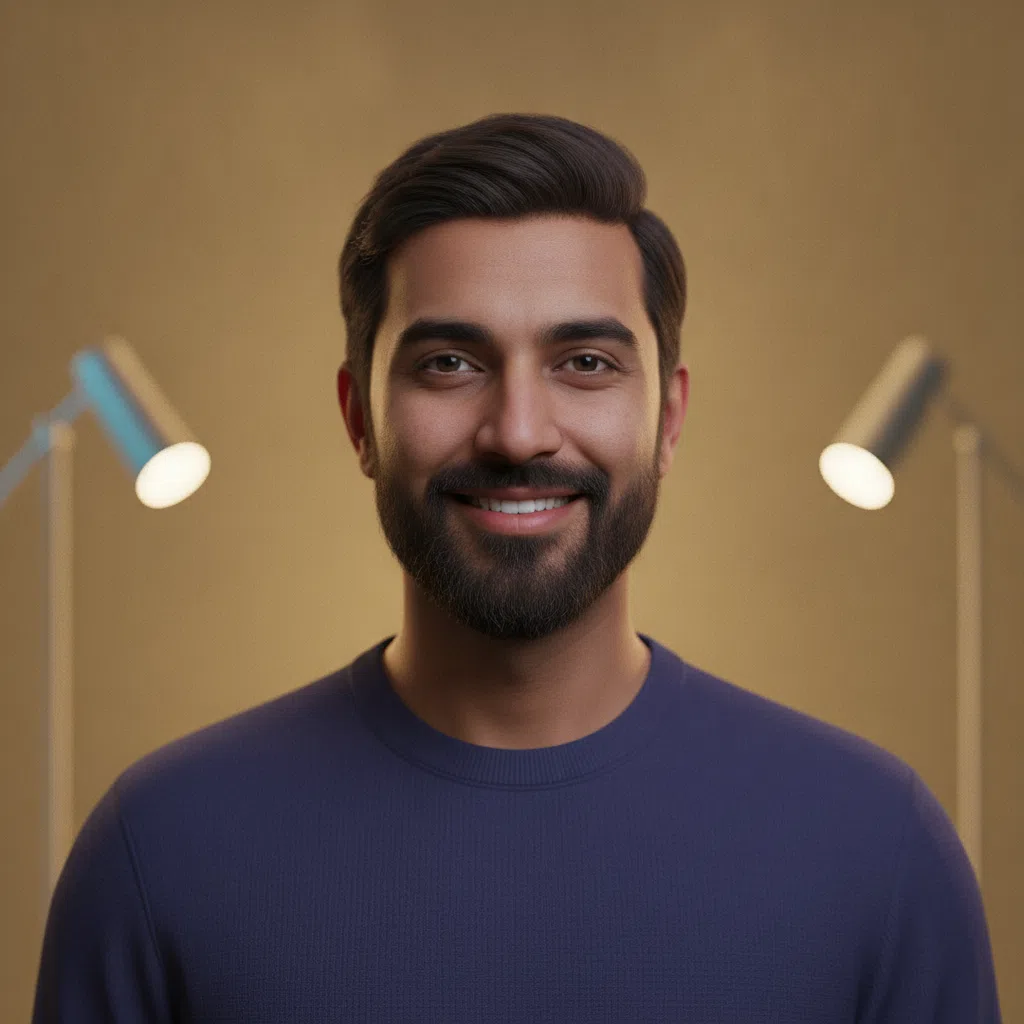 Studio portrait of Oscar Patel, a market producer featured by lovelysybrightiu
